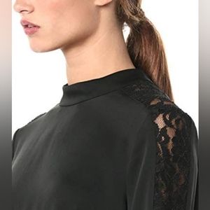 Black Mini Dress Long Embroidered Lace Sleeve BCBGMAXAZRIA